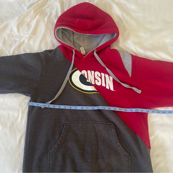 Reworked and upcycled Wisconsin Badgers X Green Bay Packers Mash Up Hoodies - Picture 7 of 10